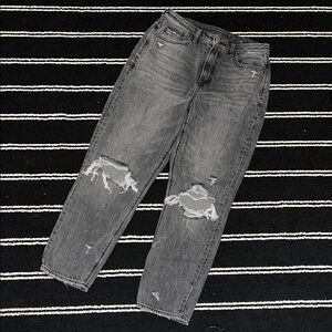 American Eagle Black/Grey Highest Rise High Rise Distressed Mom Jeans